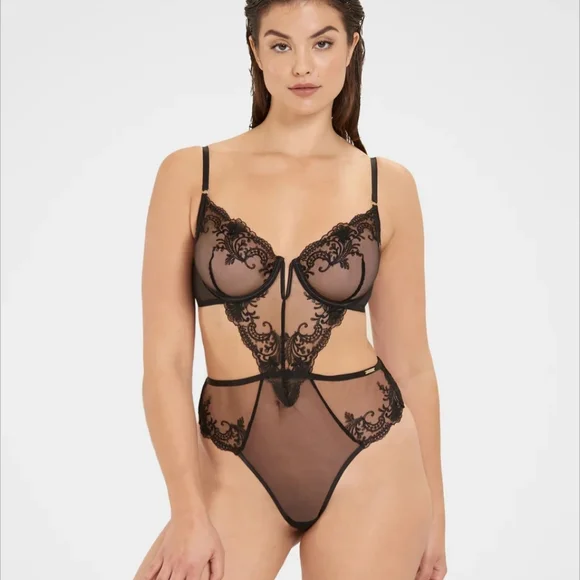 Bluebella Black Lace Bra Bodysuit - Picture 2 of 7